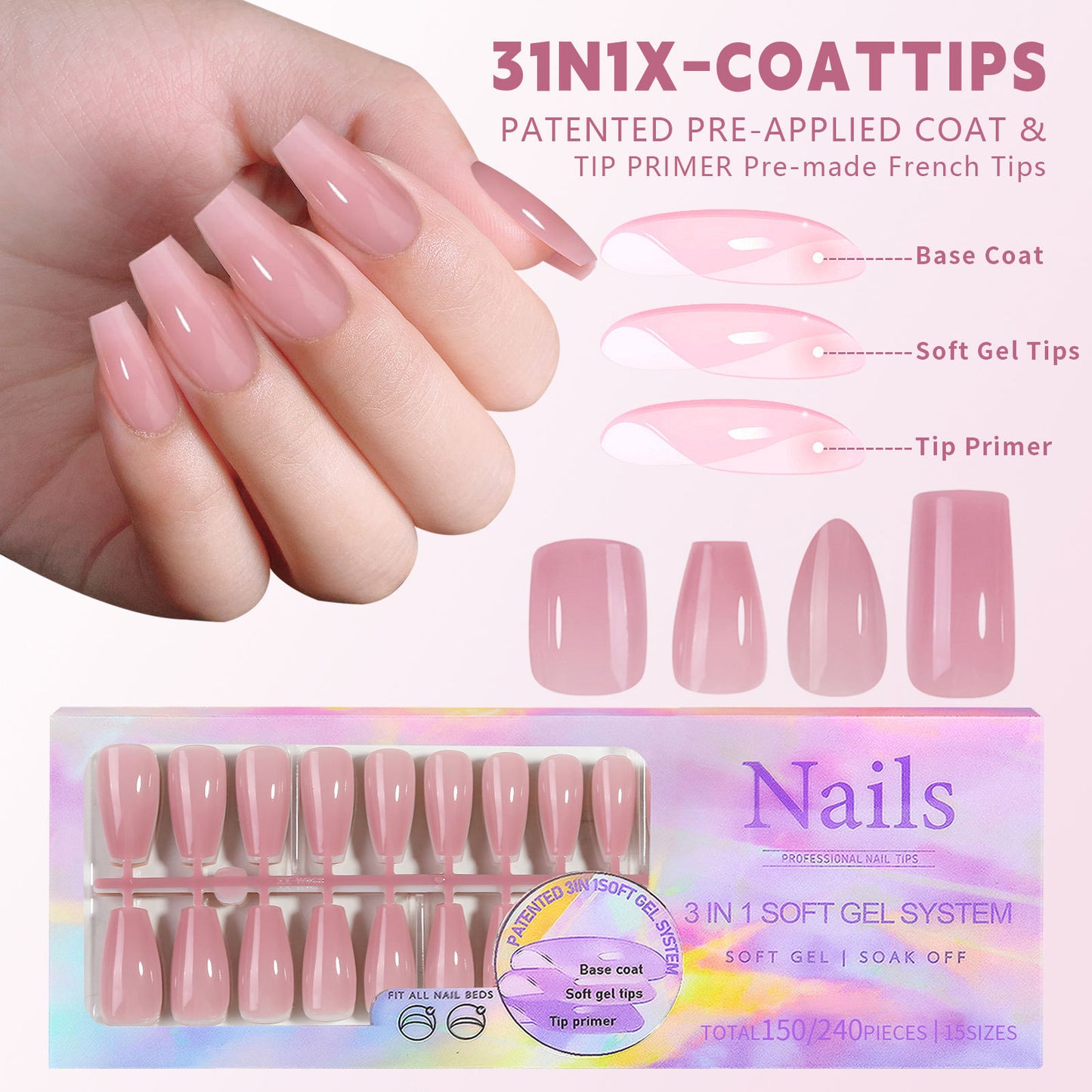 Nude Seamless Press-On Nails - Natural Wearable Armor Reusable Manicure