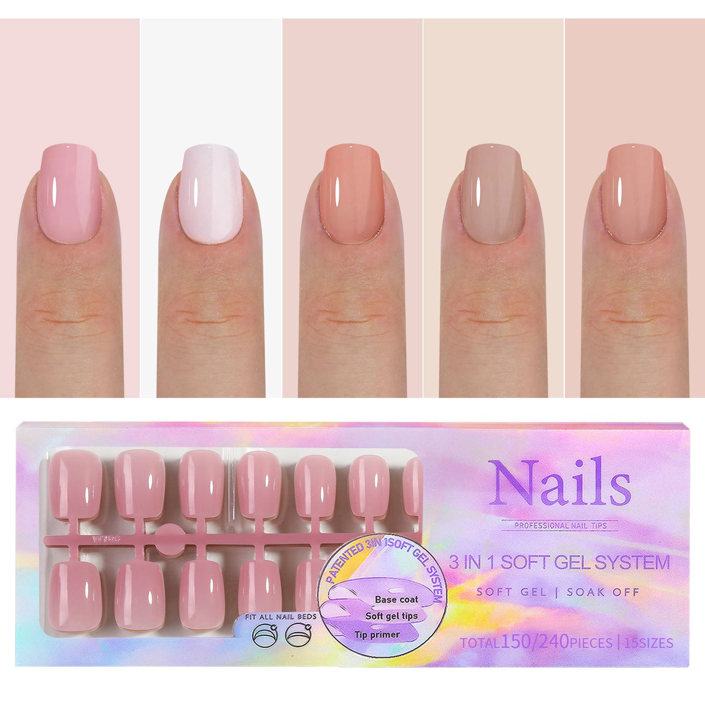 Nude Seamless Press-On Nails - Natural Wearable Armor Reusable Manicure