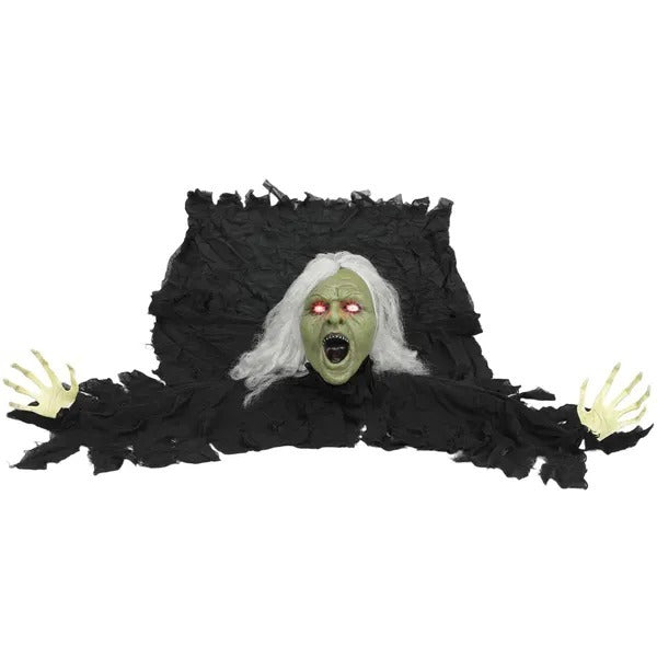 72 Life Size Halloween Animated Crawling Zombie With Glowing LED Eyes, Battery Operated, Indoor Outdoor Party Props