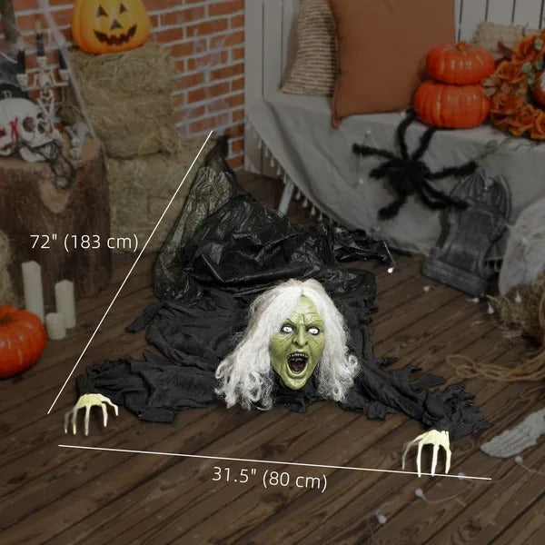 72 Life Size Halloween Animated Crawling Zombie With Glowing LED Eyes, Battery Operated, Indoor Outdoor Party Props