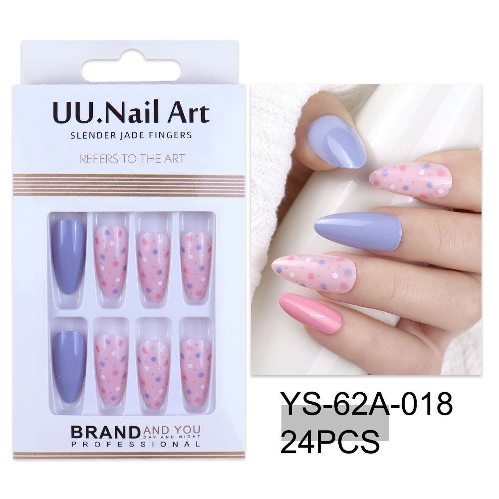 European Style Extended Press On Nails - 24 Pieces Long Fake Nails