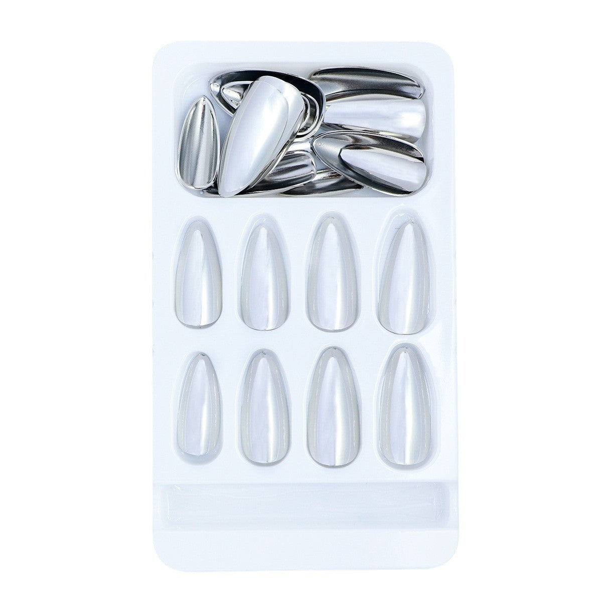 Electroplated Almond Press-On Nails - Luxury Chrome Mirror Finish | Reusable False Nail Tips