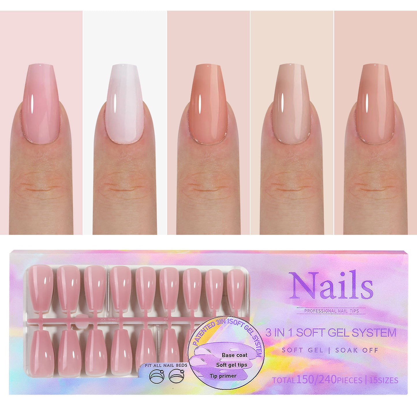 Nude Seamless Press-On Nails - Natural Wearable Armor Reusable Manicure