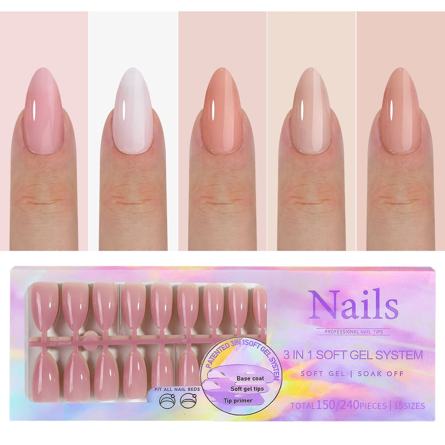 Nude Seamless Press-On Nails - Natural Wearable Armor Reusable Manicure