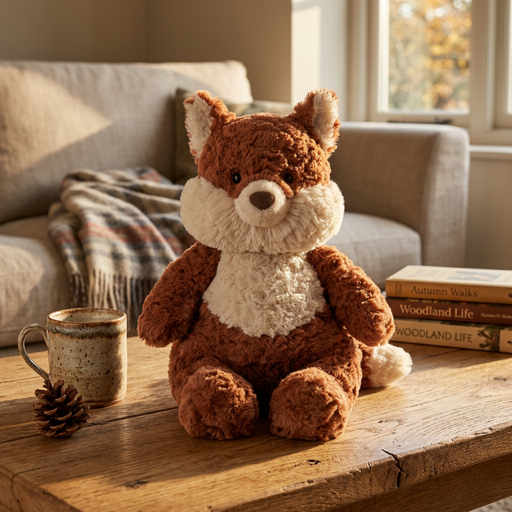 Chubby Cheeks Fox Plush —  Rosette Fur Stuffed Animal 🦊🍂