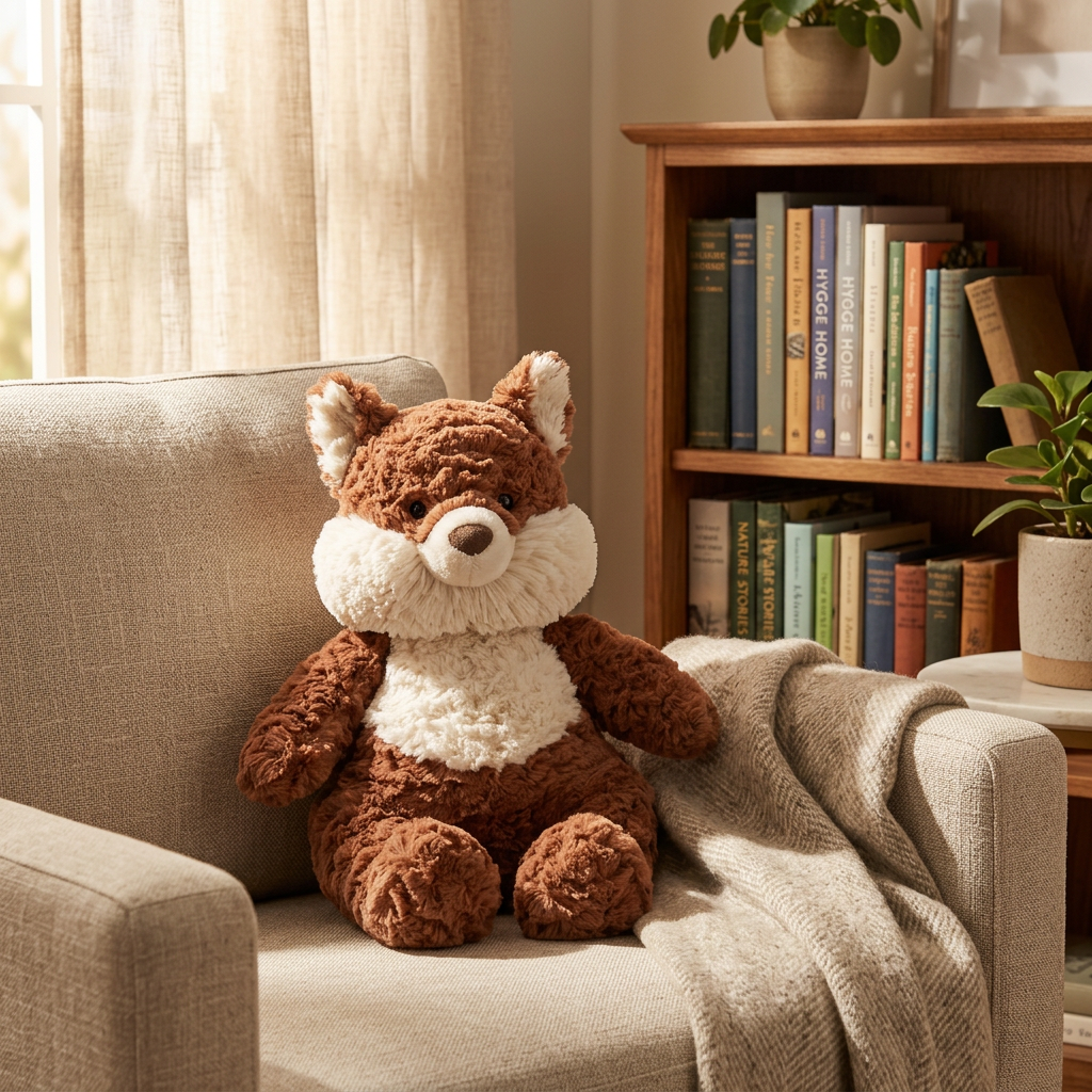 Chubby Cheeks Fox Plush —  Rosette Fur Stuffed Animal 🦊🍂