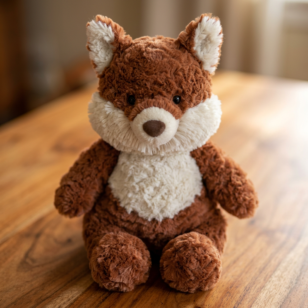 Chubby Cheeks Fox Plush —  Rosette Fur Stuffed Animal 🦊🍂