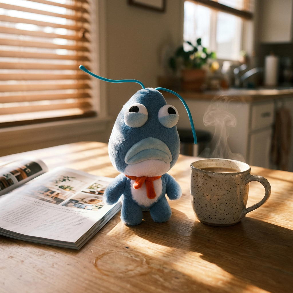 Quirky Blue Alien Monster Plush —  Deadpan Critter Toy 👽💙