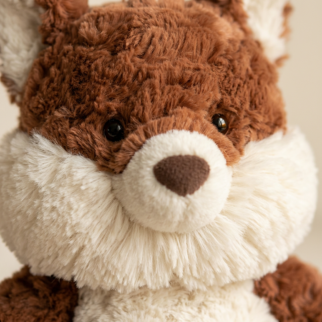 Chubby Cheeks Fox Plush —  Rosette Fur Stuffed Animal 🦊🍂